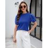 imageBlooming Jelly Womens Short Sleeve Blouse Business Casual Dressy Tops Ribbed Summer Stylish Work ShirtsRoyal Blue