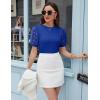 imageBlooming Jelly Womens Short Sleeve Blouse Business Casual Dressy Tops Ribbed Summer Stylish Work ShirtsRoyal Blue