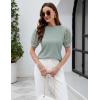 imageBlooming Jelly Womens Short Sleeve Blouse Business Casual Dressy Tops Ribbed Summer Stylish Work ShirtsTurquoise