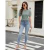 imageBlooming Jelly Womens Short Sleeve Blouse Business Casual Dressy Tops Ribbed Summer Stylish Work ShirtsTurquoise
