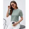 imageBlooming Jelly Womens Short Sleeve Blouse Business Casual Dressy Tops Ribbed Summer Stylish Work ShirtsTurquoise