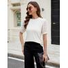 imageBlooming Jelly Womens Short Sleeve Blouse Business Casual Dressy Tops Ribbed Summer Stylish Work ShirtsWhite