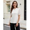 imageBlooming Jelly Womens Short Sleeve Blouse Business Casual Dressy Tops Ribbed Summer Stylish Work ShirtsWhite