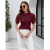 imageBlooming Jelly Womens Short Sleeve Blouse Business Casual Dressy Tops Ribbed Summer Stylish Work ShirtsWine Red