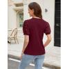 imageBlooming Jelly Womens Short Sleeve Blouse Business Casual Dressy Tops Ribbed Summer Stylish Work ShirtsWine Red