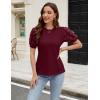 imageBlooming Jelly Womens Short Sleeve Blouse Business Casual Dressy Tops Ribbed Summer Stylish Work ShirtsWine Red
