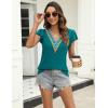 imageBlooming Jelly Womens Summer Short Sleeve T Shirts Boho Casual Trendy Tops Lace V Neck Ruffle Blouses Business TopsTeal