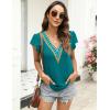 imageBlooming Jelly Womens Summer Short Sleeve T Shirts Boho Casual Trendy Tops Lace V Neck Ruffle Blouses Business TopsTeal