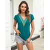 imageBlooming Jelly Womens Summer Short Sleeve T Shirts Boho Casual Trendy Tops Lace V Neck Ruffle Blouses Business TopsTeal