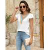 imageBlooming Jelly Womens Summer Short Sleeve T Shirts Boho Casual Trendy Tops Lace V Neck Ruffle Blouses Business TopsWhite