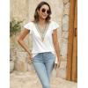 imageBlooming Jelly Womens Summer Short Sleeve T Shirts Boho Casual Trendy Tops Lace V Neck Ruffle Blouses Business TopsWhite