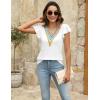 imageBlooming Jelly Womens Summer Short Sleeve T Shirts Boho Casual Trendy Tops Lace V Neck Ruffle Blouses Business TopsWhite