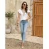 imageBlooming Jelly Womens Summer Short Sleeve T Shirts Boho Casual Trendy Tops Lace V Neck Ruffle Blouses Business TopsWhite