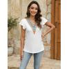 imageBlooming Jelly Womens Summer Short Sleeve T Shirts Boho Casual Trendy Tops Lace V Neck Ruffle Blouses Business TopsWhite