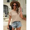 imageBlooming Jelly Womens Summer Short Sleeve Tops Dressy Casual Blouse Trendy Spring Cute Ruffle ShirtBeige