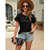 imageBlooming Jelly Womens Summer Short Sleeve Tops Dressy Casual Blouse Trendy Spring Cute Ruffle ShirtBlack