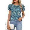 imageBlooming Jelly Women Dressy Casual Tops Business Work Blouses Summer Shirts Short Sleeve Crew Neck Outfits 2025Blue Floral