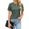 imageBlooming Jelly Womens Dressy Casual Blouses Short Sleeve Waffle Knit Pleated Business Tops Ladies Summer Trendy Work ShirtsArmy Green