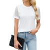 imageBlooming Jelly Womens Dressy Casual Blouses Short Sleeve Waffle Knit Pleated Business Tops Ladies Summer Trendy Work ShirtsWhite