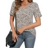 imageBlooming Jelly Womens Leopard Print Tops Loose V Neck Shirts Short Sleeve Blouses with PocketApricot Leopard