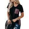 imageBlooming Jelly Womens Leopard Print Tops Loose V Neck Shirts Short Sleeve Blouses with PocketBlack  Deep Purple