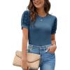 imageBlooming Jelly Womens Short Sleeve Blouse Business Casual Dressy Tops Ribbed Summer Stylish Work ShirtsMarine Blue