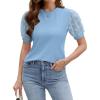 imageBlooming Jelly Womens Short Sleeve Blouse Business Casual Dressy Tops Ribbed Summer Stylish Work ShirtsWater Blue