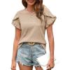 imageBlooming Jelly Womens Summer Short Sleeve Tops Dressy Casual Blouse Trendy Spring Cute Ruffle ShirtBeige