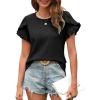 imageBlooming Jelly Womens Summer Short Sleeve Tops Dressy Casual Blouse Trendy Spring Cute Ruffle ShirtBlack