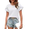 imageBlooming Jelly Womens Summer Short Sleeve Tops Dressy Casual Blouse Trendy Spring Cute Ruffle ShirtWhite