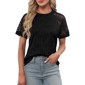 imageBlooming Jelly Womens Dressy Casual Blouses Short Sleeve Summer Shirts Business Work Tops Trendy OutfitsBlack