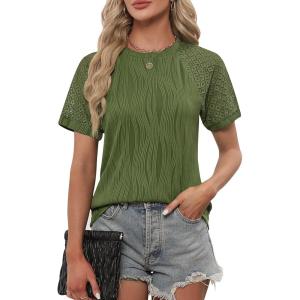 imageBlooming Jelly Womens Dressy Casual Blouses Short Sleeve Summer Shirts Business Work Tops Trendy OutfitsGreen