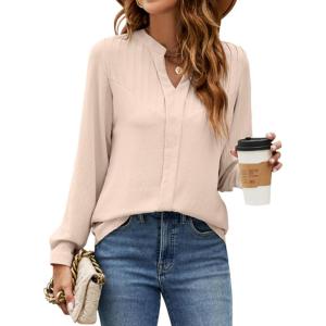 imageBlooming Jelly Womens Dressy Casual Tops Business Long Sleeve Shirts Black Work Blouses Fall Fashion 2024Apricot