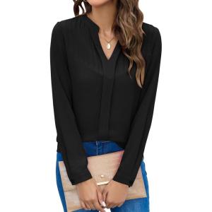 imageBlooming Jelly Womens Dressy Casual Tops Business Long Sleeve Shirts Black Work Blouses Fall Fashion 2024Black