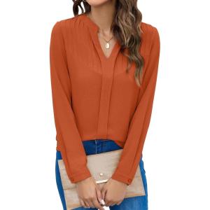 imageBlooming Jelly Womens Dressy Casual Tops Business Long Sleeve Shirts Black Work Blouses Fall Fashion 2024Caramel