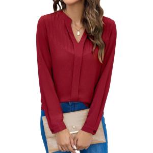 imageBlooming Jelly Womens Dressy Casual Tops Business Long Sleeve Shirts Black Work Blouses Fall Fashion 2024Red