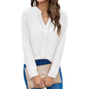 imageBlooming Jelly Womens Dressy Casual Tops Business Long Sleeve Shirts Black Work Blouses Fall Fashion 2024White