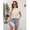 imageBlooming Jelly Womens Business Casual Blouses Satin Silk Dressy Tops Summer Outfits Cap Sleeve Mock Neck ShirtsApricot