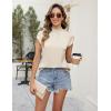 imageBlooming Jelly Womens Business Casual Blouses Satin Silk Dressy Tops Summer Outfits Cap Sleeve Mock Neck ShirtsApricot