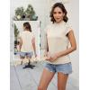 imageBlooming Jelly Womens Business Casual Blouses Satin Silk Dressy Tops Summer Outfits Cap Sleeve Mock Neck ShirtsApricot