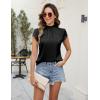 imageBlooming Jelly Womens Business Casual Blouses Satin Silk Dressy Tops Summer Outfits Cap Sleeve Mock Neck ShirtsBlack