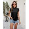 imageBlooming Jelly Womens Business Casual Blouses Satin Silk Dressy Tops Summer Outfits Cap Sleeve Mock Neck ShirtsBlack