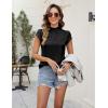 imageBlooming Jelly Womens Business Casual Blouses Satin Silk Dressy Tops Summer Outfits Cap Sleeve Mock Neck ShirtsBlack