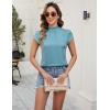 imageBlooming Jelly Womens Business Casual Blouses Satin Silk Dressy Tops Summer Outfits Cap Sleeve Mock Neck ShirtsBlue