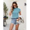 imageBlooming Jelly Womens Business Casual Blouses Satin Silk Dressy Tops Summer Outfits Cap Sleeve Mock Neck ShirtsBlue