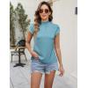imageBlooming Jelly Womens Business Casual Blouses Satin Silk Dressy Tops Summer Outfits Cap Sleeve Mock Neck ShirtsBlue
