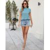 imageBlooming Jelly Womens Business Casual Blouses Satin Silk Dressy Tops Summer Outfits Cap Sleeve Mock Neck ShirtsBlue