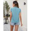 imageBlooming Jelly Womens Business Casual Blouses Satin Silk Dressy Tops Summer Outfits Cap Sleeve Mock Neck ShirtsBlue
