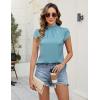 imageBlooming Jelly Womens Business Casual Blouses Satin Silk Dressy Tops Summer Outfits Cap Sleeve Mock Neck ShirtsBlue