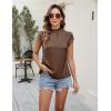 imageBlooming Jelly Womens Business Casual Blouses Satin Silk Dressy Tops Summer Outfits Cap Sleeve Mock Neck ShirtsBrown